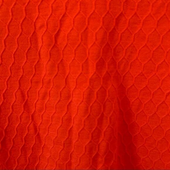 Athleta Bright Orange Honeycomb Round Neck Workout Stretchy Short Sleeve Shirt - Picture 4 of 5